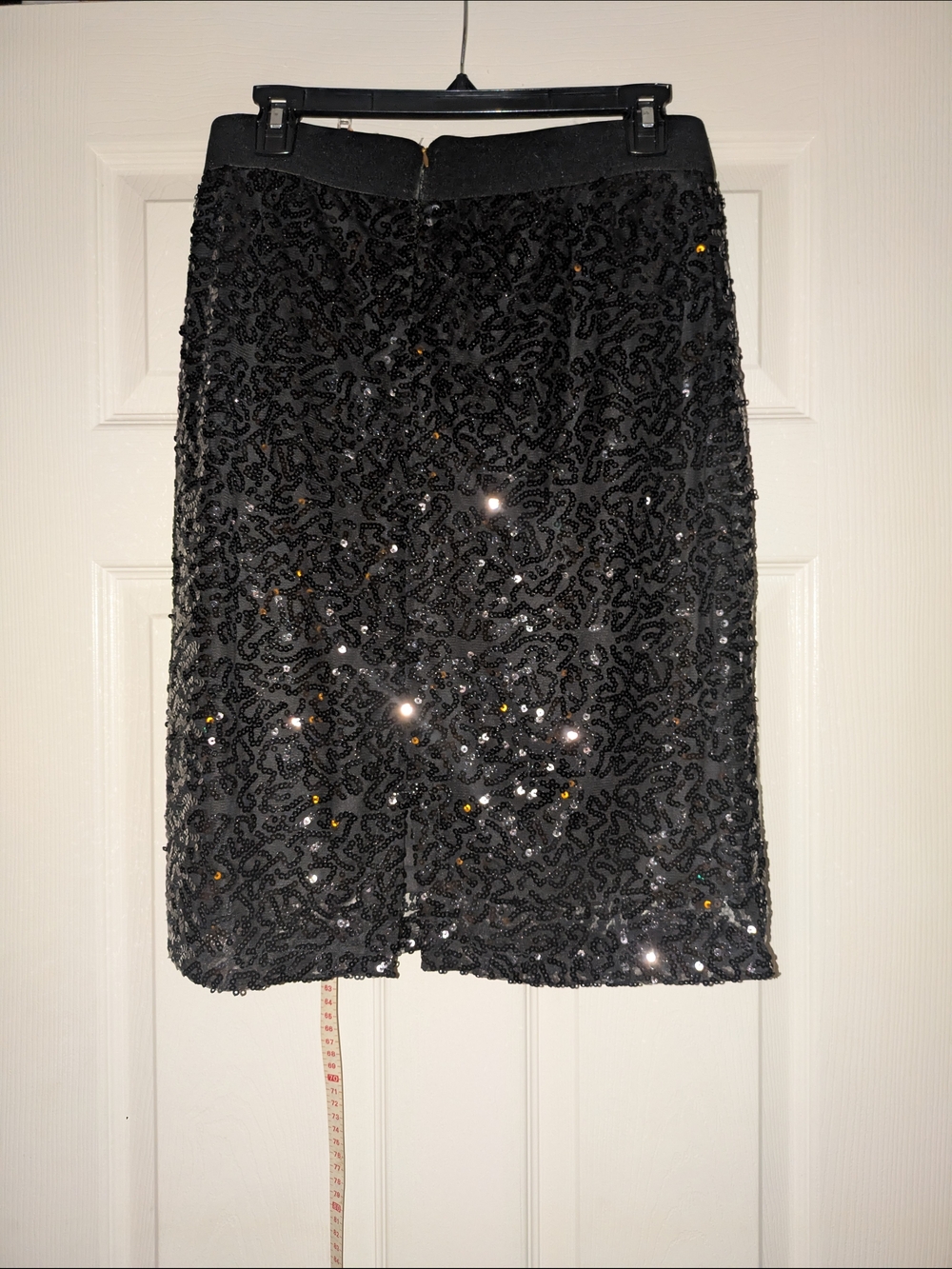 IMAN Black Sequin Pencil Skirt